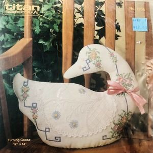 Vintage 1987 Cross Stitch Kit 3-D Goose Silhouette Cottagecore Farmhouse Floral